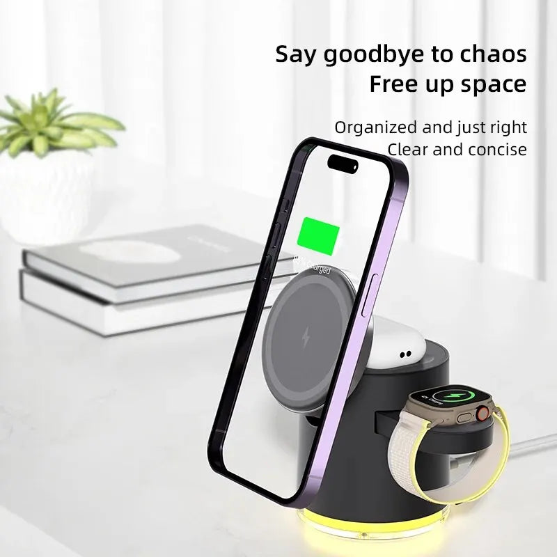 3-in-1 Foldable Magnetic Wireless Charger – Fast & Convenient Charging for All Your Apple Devices!
