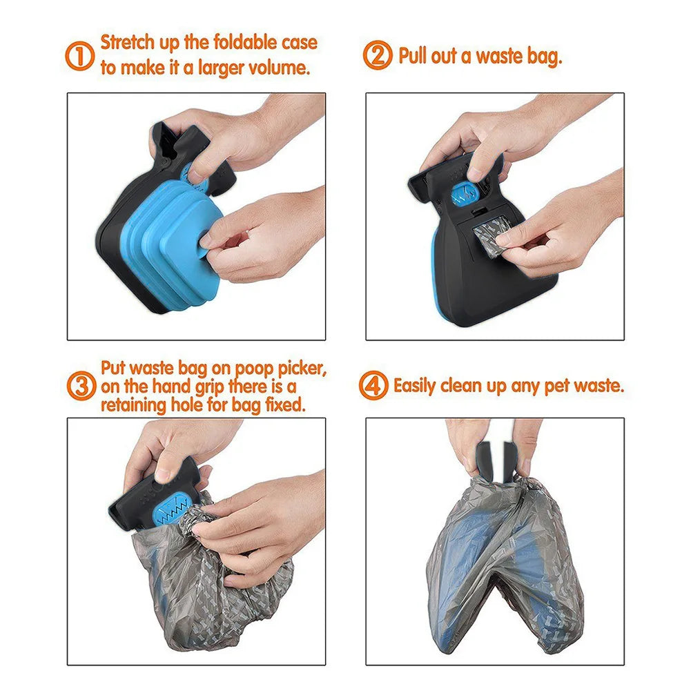 Portable Dog Poop Bag Dispenser & Foldable Pooper Scooper – Hassle-Free Cleanup!