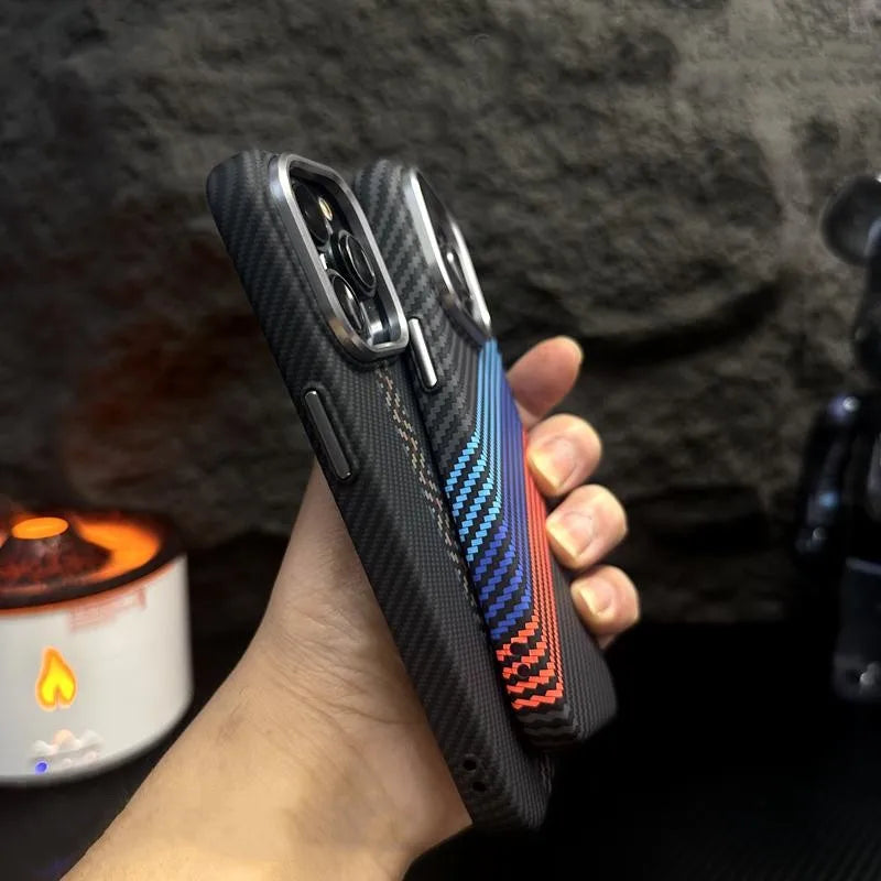Hit Color Carbon Fibre Relief Texture MagSafe Phone Case for iPhone 16, 15 Pro Max, 15, 14, 13, 12, iPhone case