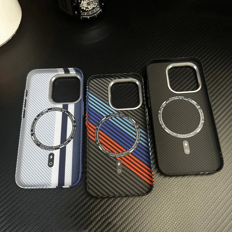 Hit Color Carbon Fibre Relief Texture MagSafe Phone Case for iPhone 16, 15 Pro Max, 15, 14, 13, 12, iPhone case