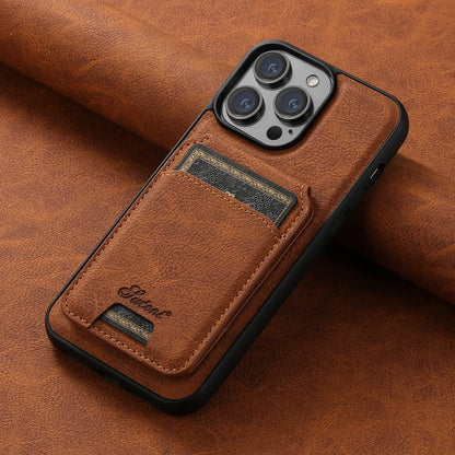 Leather Card Holder Phone Case: Magnetic Stand, Wireless Charging (MagSafe Compatible)