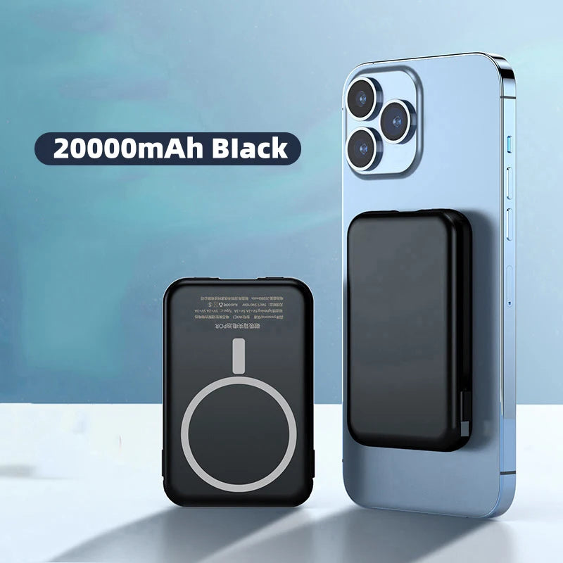20000mAh Magnetic Power Bank Wireless Powerbank Phone Charger