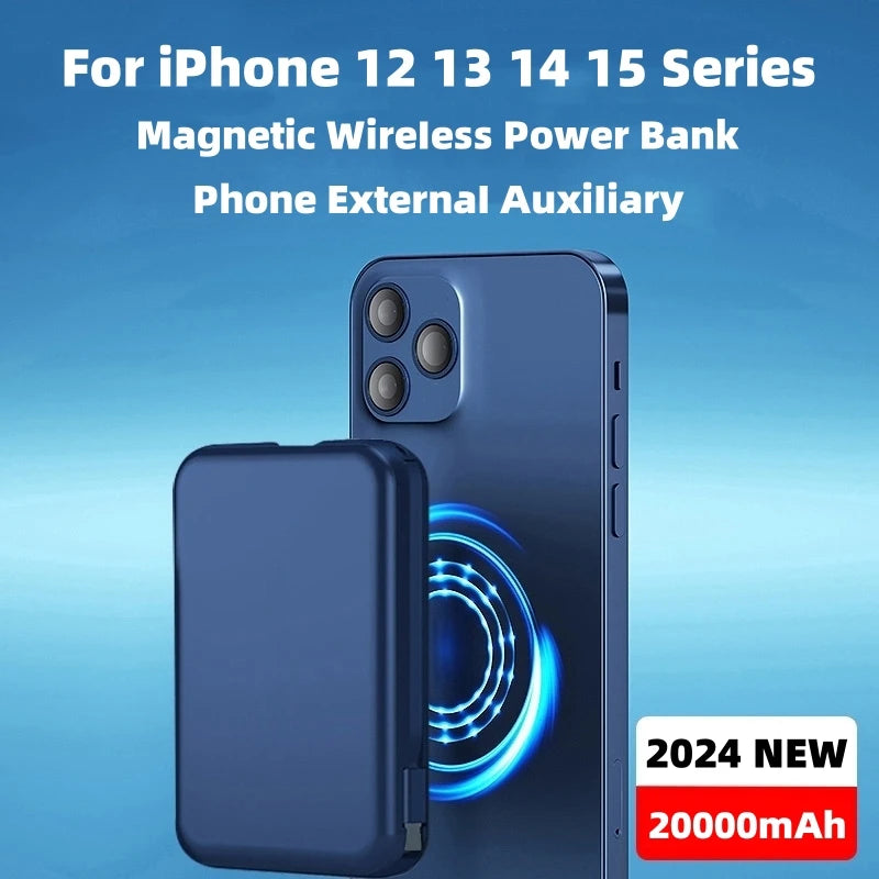 20000mAh Magnetic Power Bank Wireless Powerbank Phone Charger