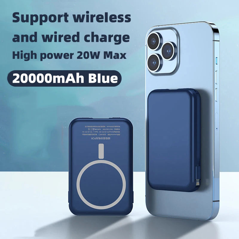 20000mAh Magnetic Power Bank Wireless Powerbank Phone Charger