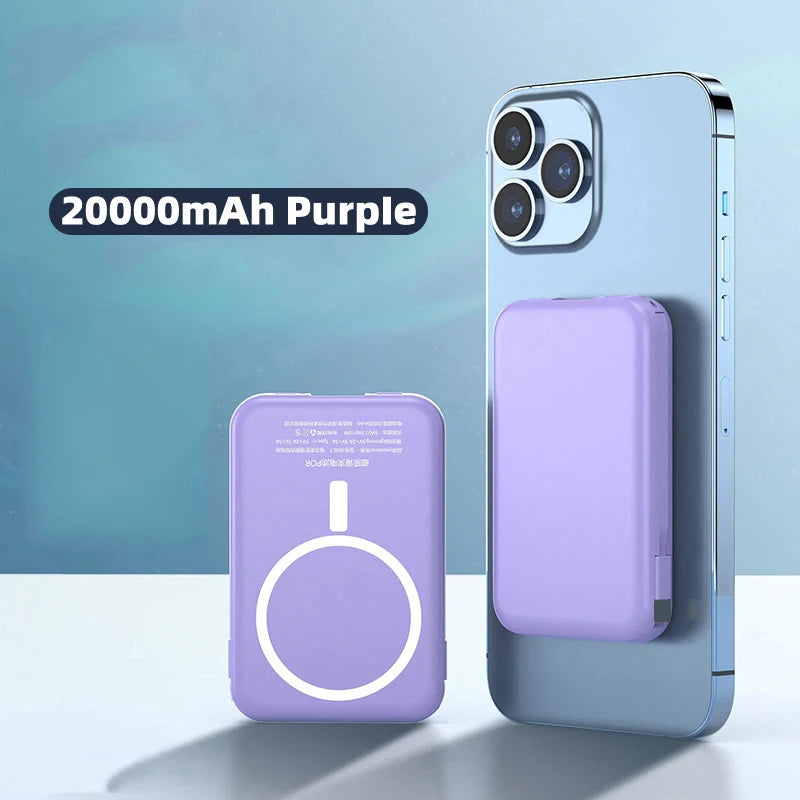 20000mAh Magnetic Power Bank Wireless Powerbank Phone Charger