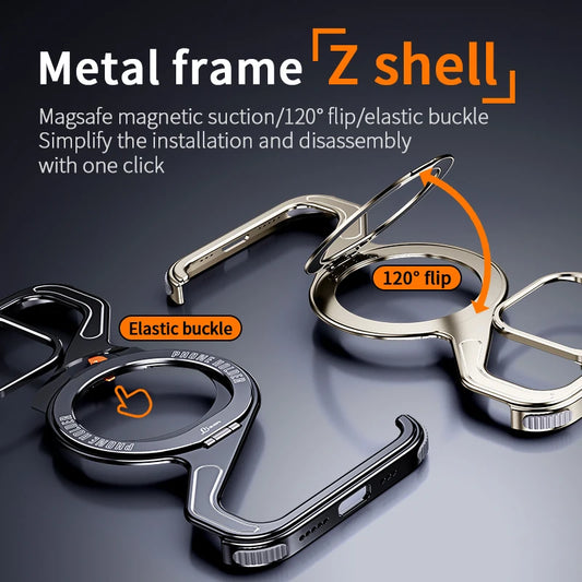 Metal Z-Type Magnetic Phone Case – Ultimate Protection & Style for Your iPhone!