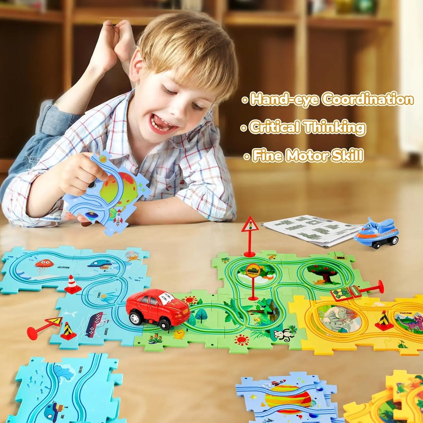 Puzzle Racer Kids Car Track Set – Fun & Educational Playtime!