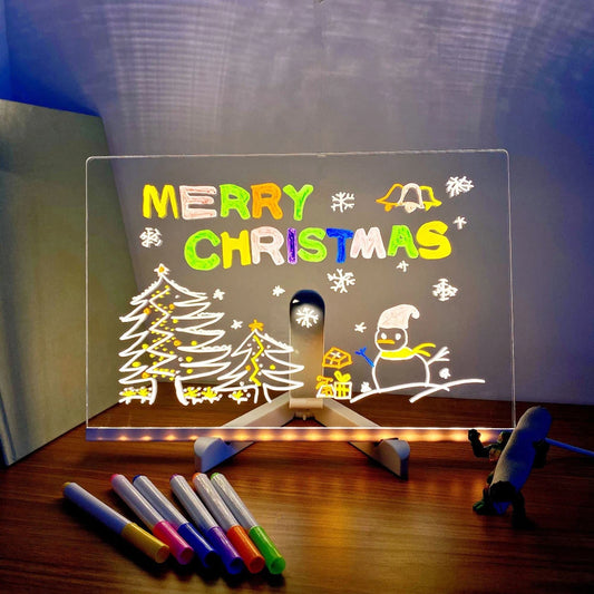 USB LED Acrylic Message Board – Creative Night Light & Erasable Drawing Board!