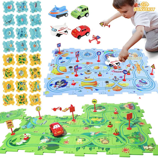 Puzzle Racer Kids Car Track Set – Fun & Educational Playtime!