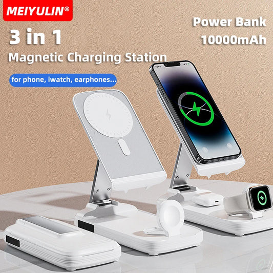C3 3-in-1 Magnetic Wireless Power Bank – 15W Fast Charging | 10,000mAh | Magsafe-Compatible