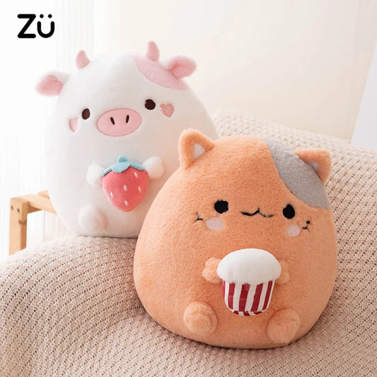 Adorable Kawaii Plush – Strawberry Cow & Popcorn Cat!