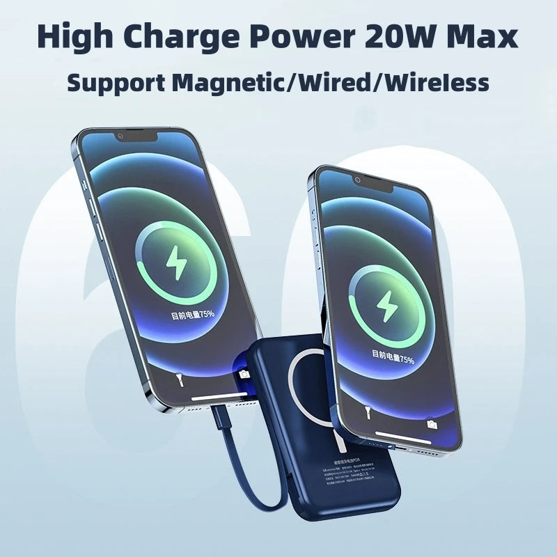 20000mAh Magnetic Power Bank Wireless Powerbank Phone Charger