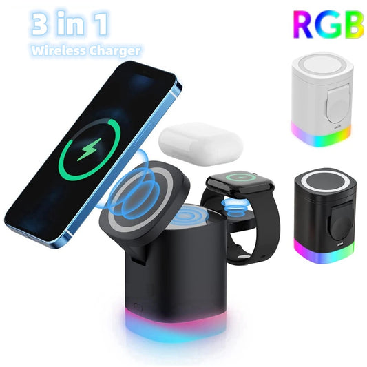 3-in-1 Magnetic Wireless Fast Charger – Charge Smarter, Charge Faster!