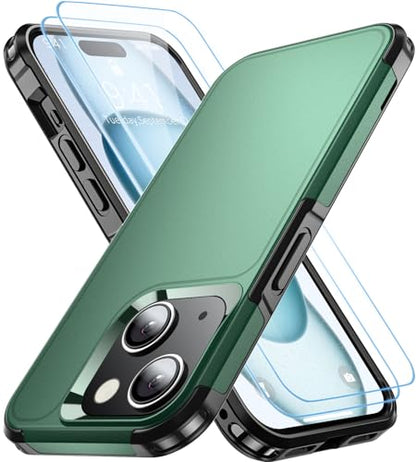 Shockproof for iPhone 15 Case, 15 FT Military Grade Drop Protection, with 2X Tempered Glass Screen Protector, iPhone Casing