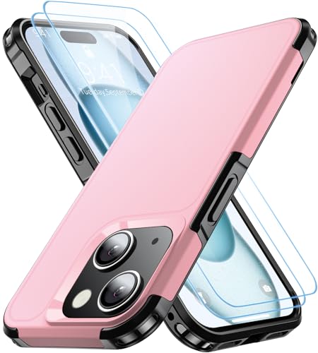 Shockproof for iPhone 15 Case, 15 FT Military Grade Drop Protection, with 2X Tempered Glass Screen Protector, iPhone Casing