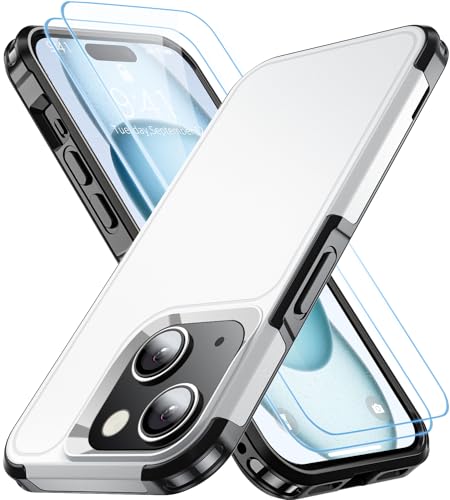 Shockproof for iPhone 15 Case, 15 FT Military Grade Drop Protection, with 2X Tempered Glass Screen Protector, iPhone Casing